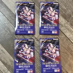 Bandai One Piece Card Game The Azure Sea's Seven Booster Packs Lot of 4 English - Image 1