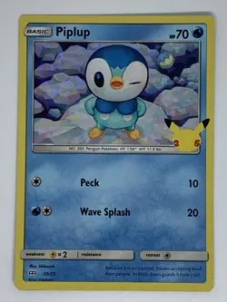 Piplup Holo 20/25 Pokemon 25th Anniversary McDonalds Promo Card NM - Image 1