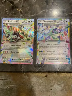 Pokemon TCG Cyclizar EX And Terapagos EX Surging Sparks Double Rare Cards - Image 1