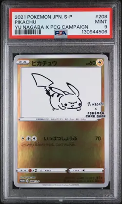 2021 Pokemon Pikachu Yu Nagaba X Pokemon Card Game Campaign 208/S-P PSA 9 - Image 1