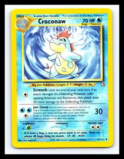💥 2000 Pokemon Neo Genesis Unlimited - CROCONAW - Non Holo card # 31/111 - Image 1