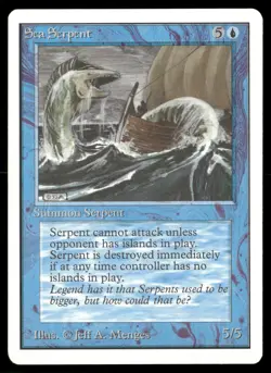 1993 Magic MTG Unlimited Sea Serpent #77 Blue Creature NM - Image 1