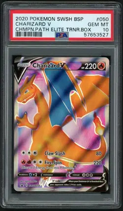 POKEMON CHARIZARD V 2020 SWSH BSP CHMPN.PATH ELITE TRNR.BOX #050 PSA 10 - Image 1