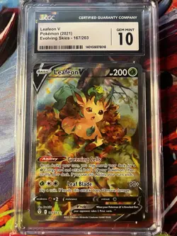 Leafeon V Alternate Art 167/203 Evolving Skies 💎CGC 10 GEM MINT💎 Pokemon Card - Image 1