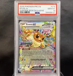 Pokemon Prismatic Evolutions Eevee EX 075/131 Surprise Box Promo PSA 10 Stamped - Image 1