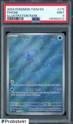 2024 Pokemon Twilight Masquerade EN #175 Phione Illustration Rare PSA 9 MINT - Image 1