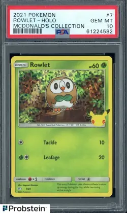 2021 Pokemon McDonald's Collection #7 Rowlet Holo PSA 10 GEM MINT - Image 1
