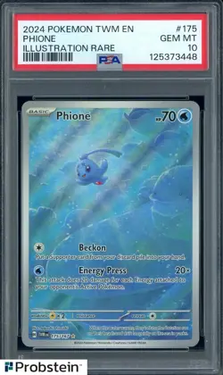 2024 Pokemon Twilight Masquerade EN #175 Phione Illustration Rare PSA 10 - Image 1