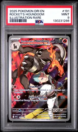 2025 POKEMON DRI EN-DESTINED RIVALS #191 TEAM ROCKET'S HOUNDOOM PSA 9 - Image 1