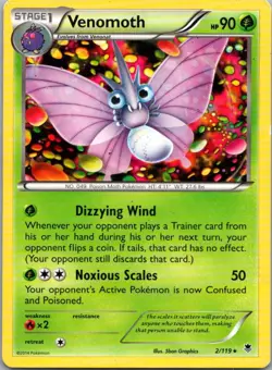 Pokemon TCG Venomoth 2/119 Phantom Forces LP - Image 1