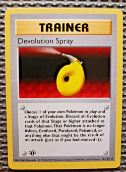 1999 Pokemon Base Set 1st Edition #72 Devolution Spray LP-MP - Image 1