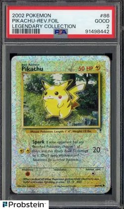 2002 Pokemon Legendary Collection #86 Pikachu Reverse Holo PSA 2 GOOD - Image 1