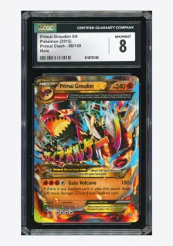Pokemon CGC 8 Primal Groudon EX Ultra Rare 2015 86/160 Primal Clash English - Image 1
