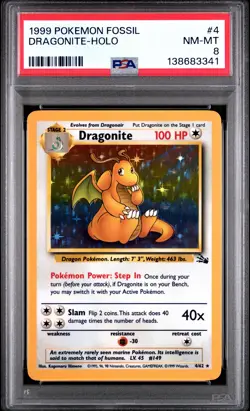 Dragonite Holo PSA 8 1999 Pokemon Fossil #4 - Image 1