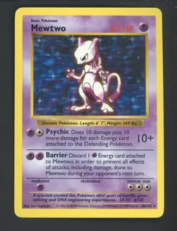 1999 Pokemon Game Base Set Shadowless #10 Mewtwo Holo Rare - Image 1