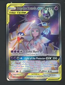 2019 Pokemon Sun & Moon Cosmic Eclipse #216 Full Art Solgaleo & Lunala GX - Image 1