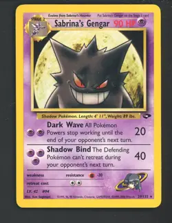 2000 Pokemon Gym Challenge #29 Sabrina's Gengar Rare - Image 1