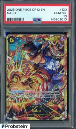2025 One Piece OP13 EN #120 Sabo PSA 10 GEM MINT - Image 1