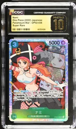2022 ONE PIECE JAPANESE OPP02-036 PARAMOUNT WAR NAMI CGC 10 PRISTINE - Image 1