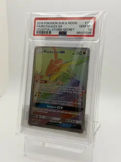 Pokemon Card : PSA 10 Gem Mint Rayquaza GX 177/168 Secret Rare Celestial Storm - Image 1