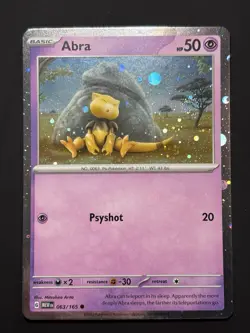 POKEMON ABRA 063/165 COSMOS HOLO NICE SWIRL SCARLET & VIOLET 151 CARD - Image 2