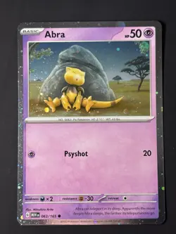 POKEMON ABRA 063/165 COSMOS HOLO NICE SWIRL SCARLET & VIOLET 151 CARD - Image 3