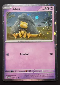 POKEMON ABRA 063/165 COSMOS HOLO NICE SWIRL SCARLET & VIOLET 151 CARD - Image 4
