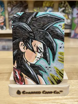Custom Charred Super Saiyan 4 Goku Wooden Card Dragon Ball - Image 1