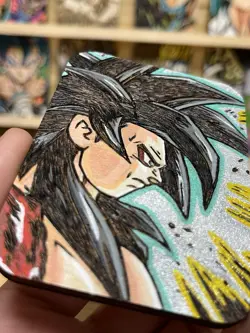 Custom Charred Super Saiyan 4 Goku Wooden Card Dragon Ball - Image 4
