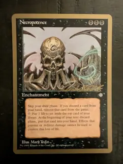 MTG Necropotence – 1996 New York Inaugural Tournament Gold Border – Vintage MTG - Image 1