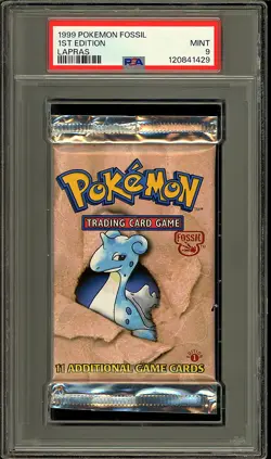 Pokemon 1999 Vintage WOTC 1st Edition Fossil Lapras Sealed Booster Pack PSA 9 - Image 1