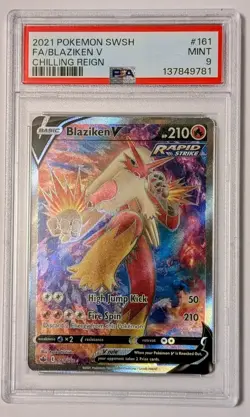 PSA 9 Pokemon Blaziken V 161 Full Art Sword & Shield Chilling Reign (2021) - Image 1