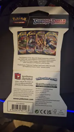 Sealed Pokemon Sword and Shield Base Set Sleeved Booster Pack - Image 2