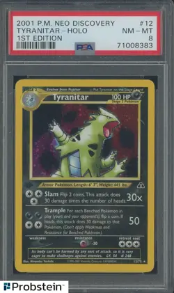 2001 Pokemon Neo Discovery 1st Edition #12 Tyranitar Holo PSA 8 NM-MT - Image 1