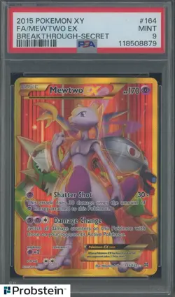 2015 Pokemon XY Breakthrough Secret #164 FA Mewtwo EX PSA 9 MINT - Image 1