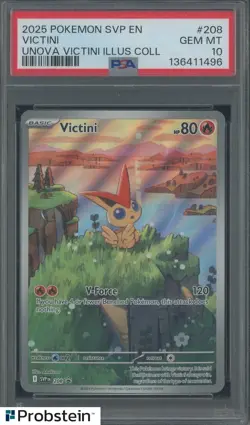 2025 Pokemon SVP EN Unova Victini Illustration Collection #208 Victini PSA 10 - Image 1