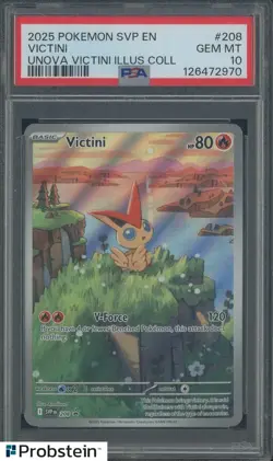 2025 Pokemon SVP EN Unova Victini Illustration Collection #208 Victini PSA 10 - Image 1