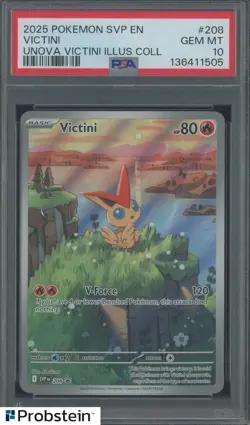 2025 Pokemon SVP EN Unova Victini Illustration Collection #208 Victini PSA 10 - Image 1