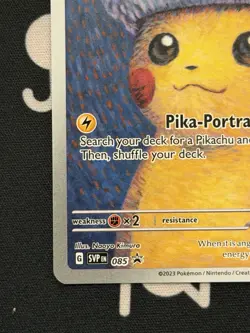 Van Gogh Pikachu with Grey Felt Hat SVP 085 Promo Pokemon 2023 English Damaged - Image 2
