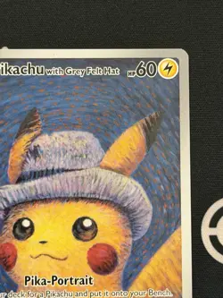 Van Gogh Pikachu with Grey Felt Hat SVP 085 Promo Pokemon 2023 English Damaged - Image 4