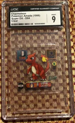 1998 Pokemon Pocket Monsters Amada Super DX Sticker Clear Charmeleon #D04 CGC 9! - Image 1