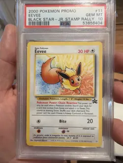 Pokemon Card Eevee 11 Black Star Promo JR. Stamp Rally 2000 PSA 10 GEM MINT - Image 1