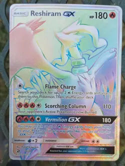 RESHIRAM GX POKEMON CARD #71/70 (DRAGON MAJESTY- FULL ART SECRET RARE) 2018 - Image 1