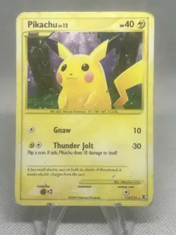 Pokemon Pikachu TCG Secret Rare Holo Card 112/111 Rising Rivals HP/DMG - Image 1