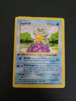 Dmg 1st Edition Squirtle First Edition 1999 Base Set Pokemon Card 63/102 - Image 1