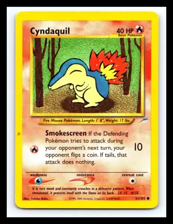 💥 Cyndaquil Pokemon TCG Card Neo Destiny 61/105 Regular WOTC Non Holo - Image 1