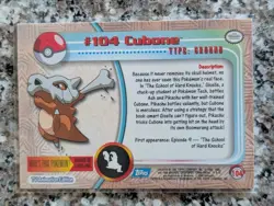 #104 Cubone Card Topps Pokemon TV Animation Edition Card Blue Logo Vintage - Image 2