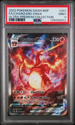 2022 POKEMON SWSH BLACK STAR PROMO #261 FULL ART/CHARIZARD VMAX PSA 9 - Image 1