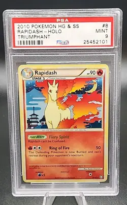 PSA 9 Mint Pokemon 2010 Rapidash Heartgold Soulsilver Triumphant Holo Rare #8 - Image 1