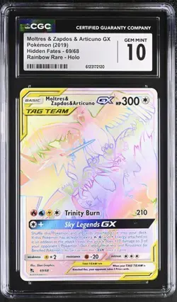Pokemon Moltres & Zapdos & Articuno GX 2019 Hidden Fates 69/68 Holo CGC 10 - Image 1